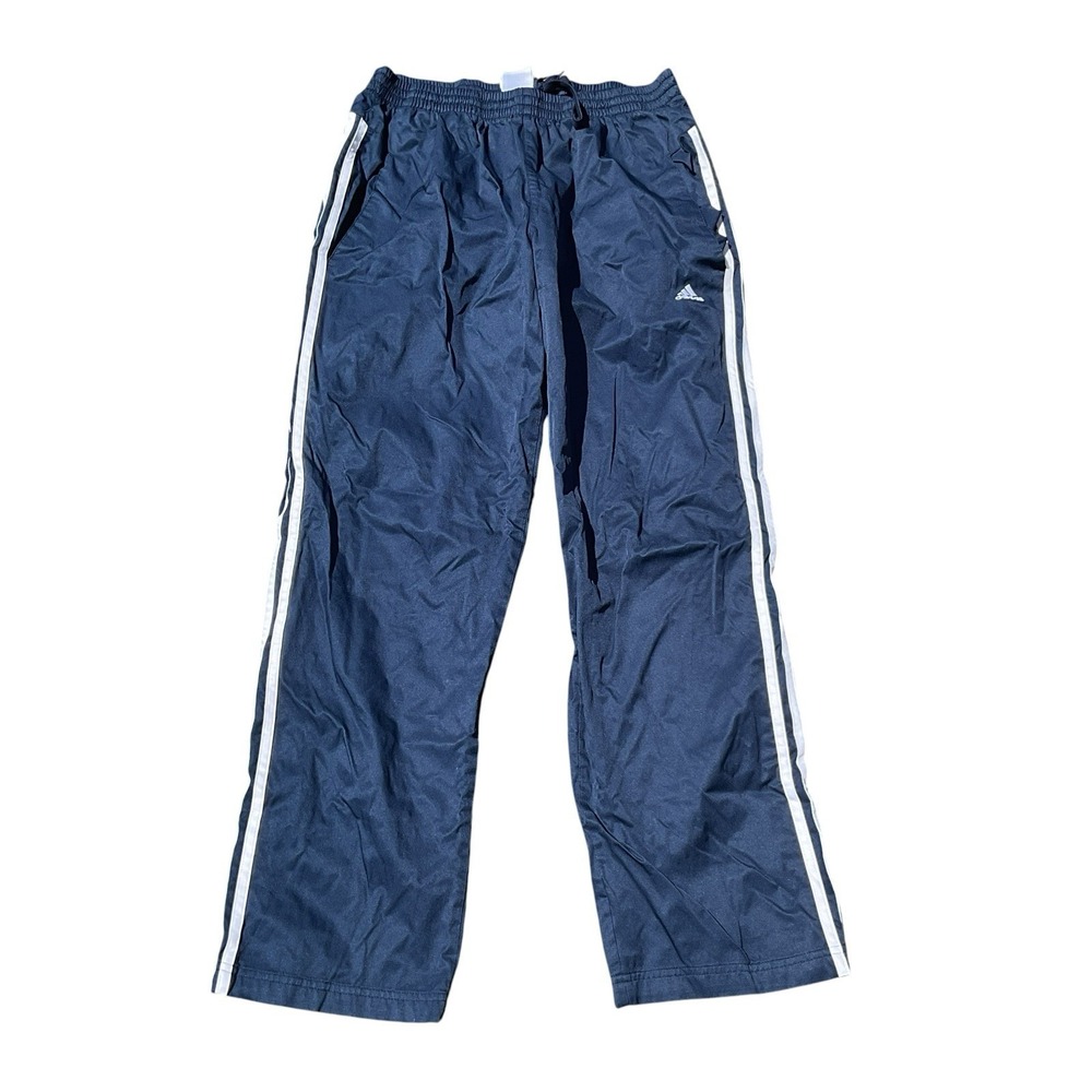 Adidas Climalite Breakaway Track Pants Large Navy Blue Snap Button Y2K vintage